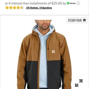 Carhartt Men's Brown and Black rain Jacket sz large nwt